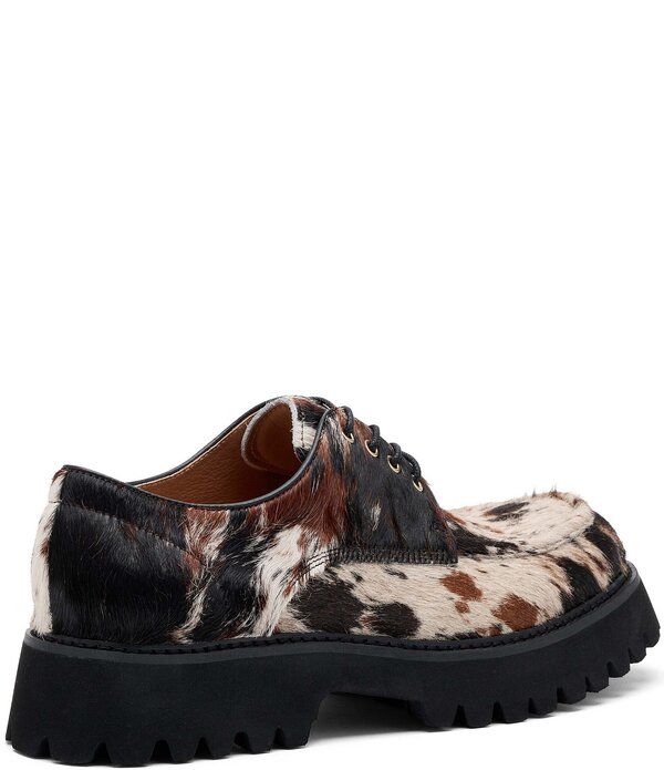 マークノーラン メンズ シューズ プリント オックスフォード ダービー Marc Nolan Mens Luca Cow Print Pony Hair Derby Oxfords Dark Hors