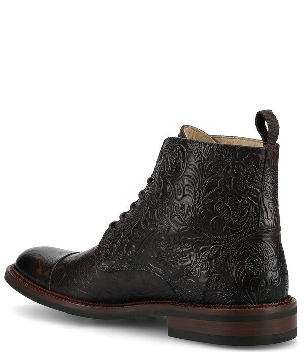 タフト メンズ シューズ ブーツ・レインブーツ フラワー柄 キャップ レザー フラワー Taft Mens Rome Floral Embossed Leather Cap Toe Boots Mar