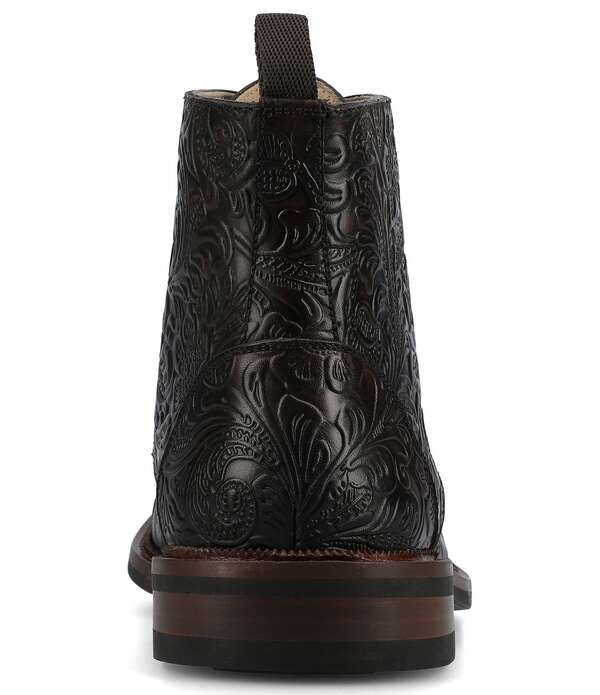 タフト メンズ シューズ ブーツ・レインブーツ フラワー柄 キャップ レザー フラワー Taft Mens Rome Floral Embossed Leather Cap Toe Boots Mar