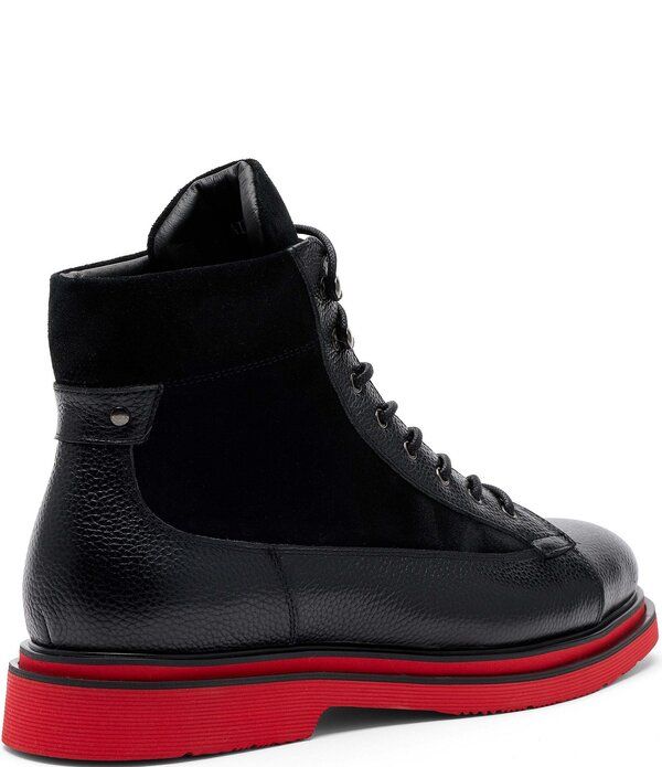 マークノーラン メンズ シューズ ブーツ・レインブーツ スエード レザー Marc Nolan Mens Aiden Pebbleather and Suede Combat Boots Black