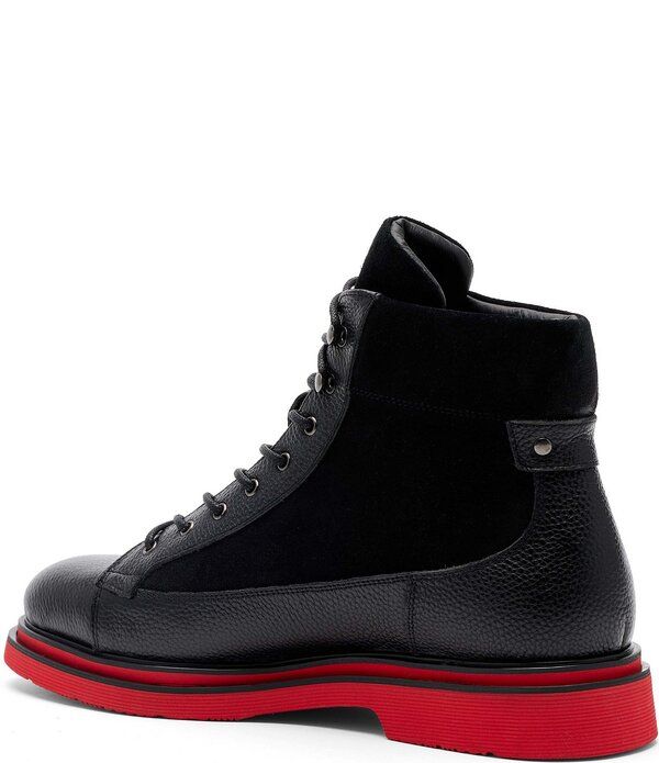 マークノーラン メンズ シューズ ブーツ・レインブーツ スエード レザー Marc Nolan Mens Aiden Pebbleather and Suede Combat Boots Black