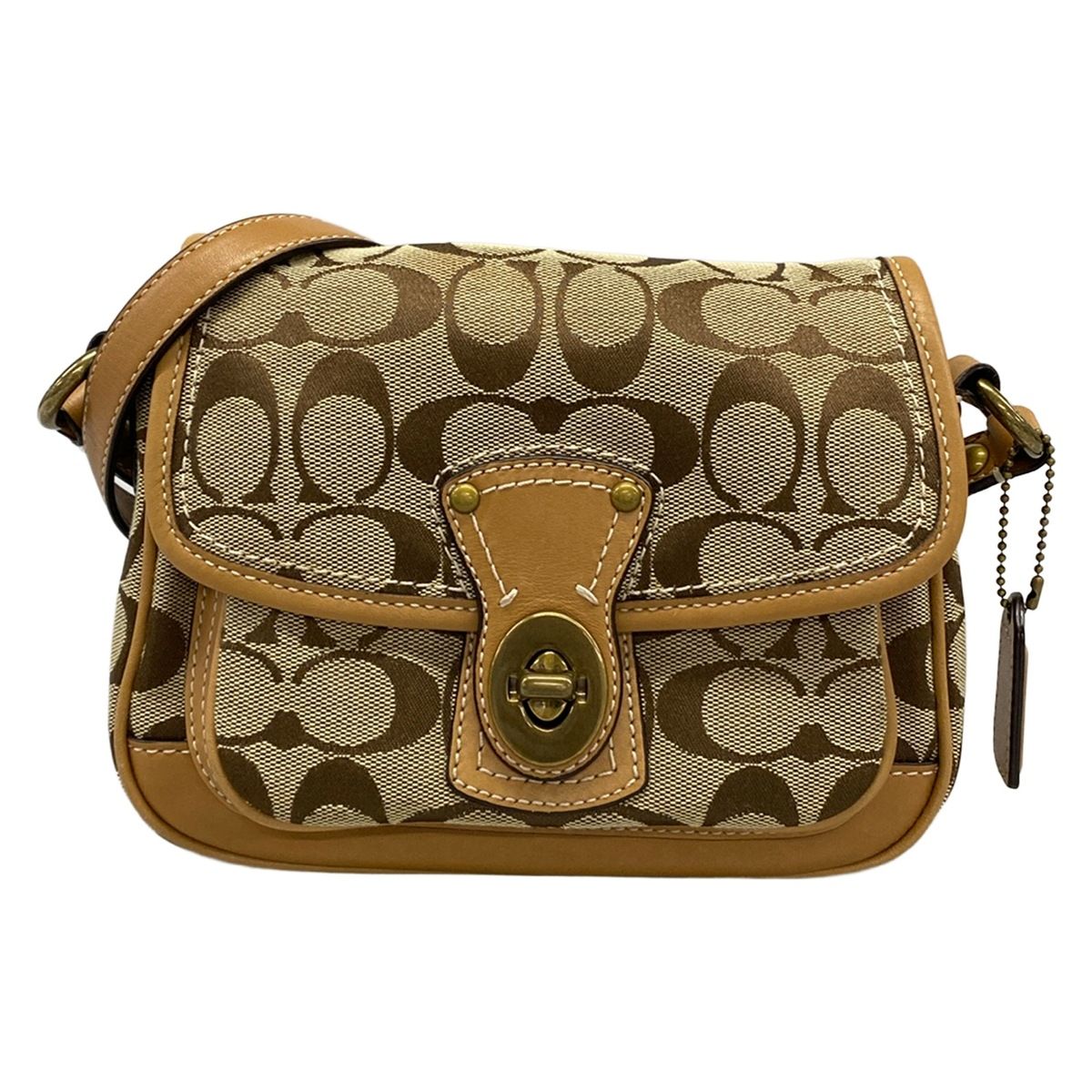 COACH(コーチ) ショルダーバッグ シグネチャークリケットショルダーバッグ F10566 カーキ×ライトブラウン レザー