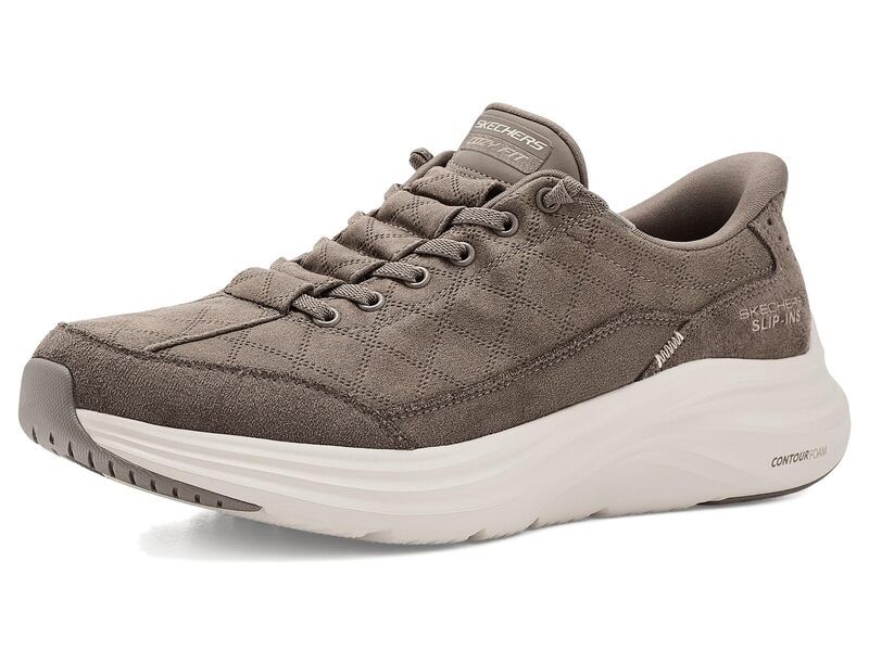 スケッチャーズ メンズ シューズ スニーカー Skechers Contour Foam Cozy Fit Calvoro HandsFree SlipIns Dark Taupe トープ