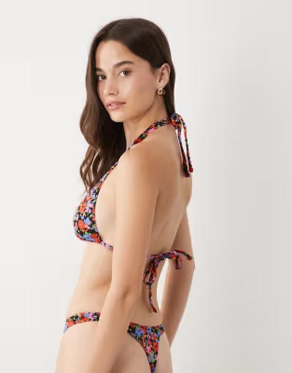 エイソス レディース 水着 トップのみ フラワー柄 プリント フラワー ASOS DESIGN Fuller Bust Jasmine triangle bikini top in floral pr