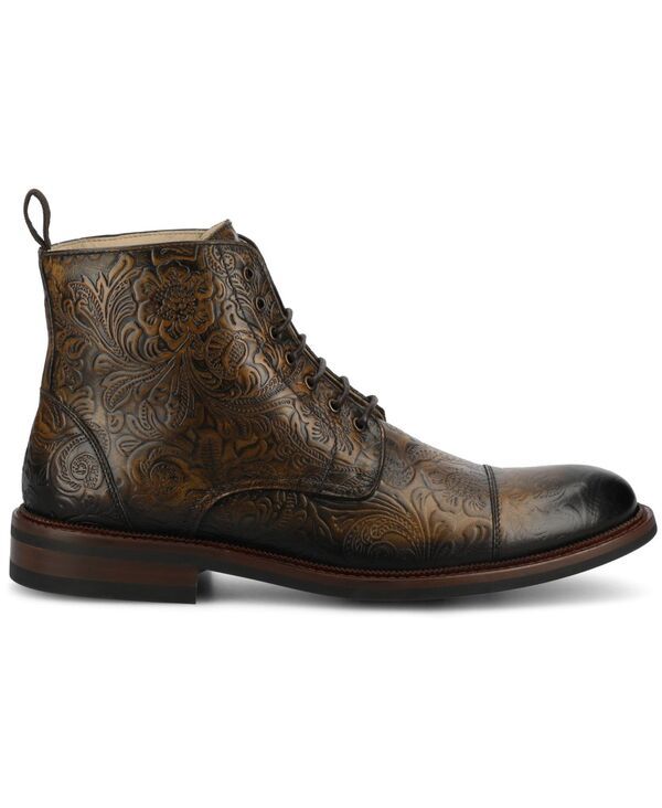 タフト メンズ シューズ ブーツ・レインブーツ キャップ レース レザー Taft Mens Romembossed Leather Cap Toe Laceup Boot Oro Viejo