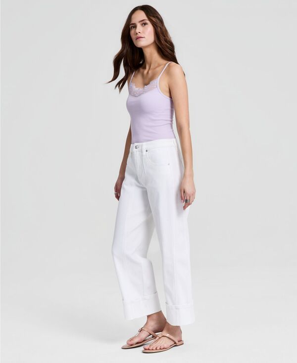 アンドノウディス レディース ボトムス デニムパンツ ジーンズ And Now This Womens High Rise Cuffed WideLeg Jeans White ホワイト