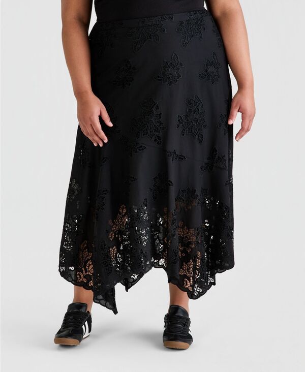 アンドノウディス レディース ボトムスカート 刺繍 マキシ And Now This Womens Embroide red HandkerchiefHemaxi Skirt Black ブラック