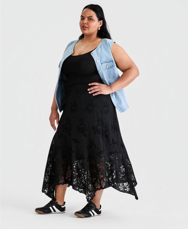 アンドノウディス レディース ボトムスカート 刺繍 マキシ And Now This Womens Embroide red HandkerchiefHemaxi Skirt Black ブラック