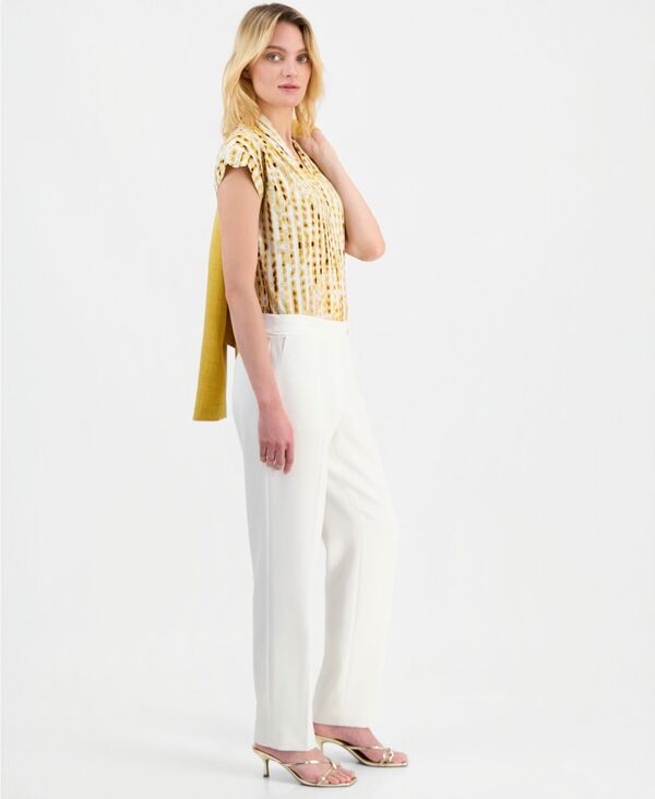 カスパール レディース ボトムス カジュアルパンツ ストレート プチ Kasper Womens Mid Rise Straight Leg Pants Regular Petite Vanilla カスパール レディース ボトムス カジュアルパンツ ストレート プチ Kasper Womens Mid Rise Straight Leg Pants Regular Petite Vanilla