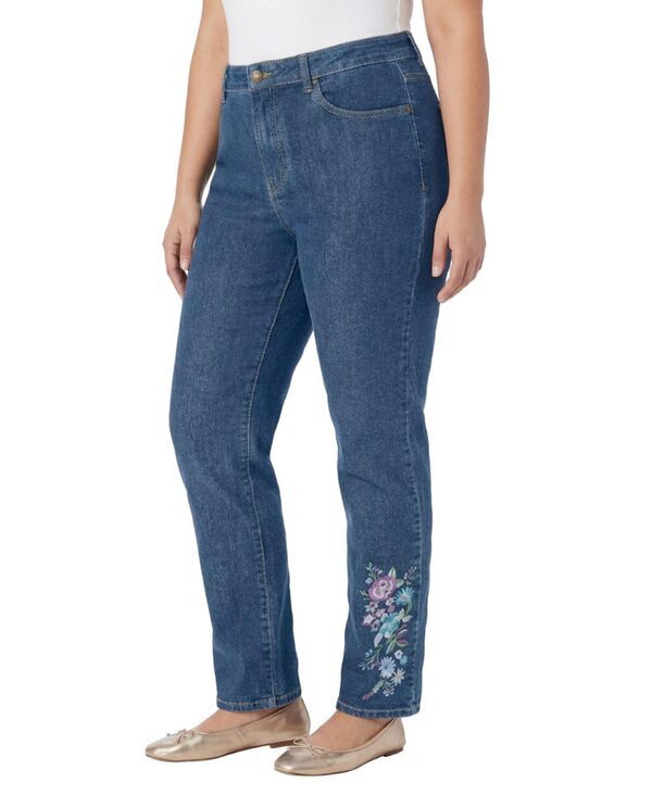 ウーマン ウィズイン レディース ボトムス デニムパンツ ストレート ジーンズ Woman Within Womens Within Straight Leg Stretch Denim Five P