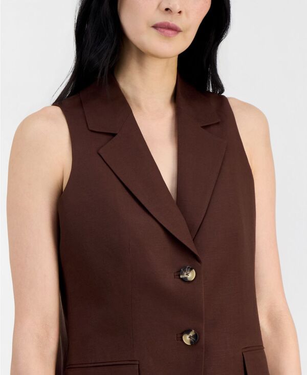 アンクライン レディース トップス ベスト プチ リネン Anne Klein Womens LinenBlend TwoButtonotchCollar Vest Regular Petite Da アンクライン レディース トップス ベスト プチ リネン Anne Klein Womens LinenBlend TwoButtonotchCollar Vest Regular Petite Da