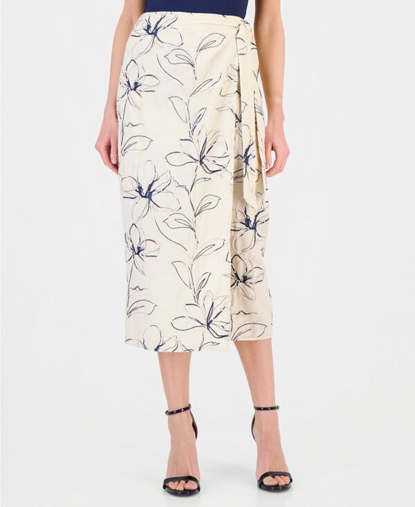 アンクライン レディース ボトムスカート プチ ミディ 刺繍 リネン Anne Klein Womens LinenBlend Embroide red FauxWrap Midi Skirt Reg アンクライン レディース ボトムスカート プチ ミディ 刺繍 リネン Anne Klein Womens LinenBlend Embroide red FauxWrap Midi Skirt Reg