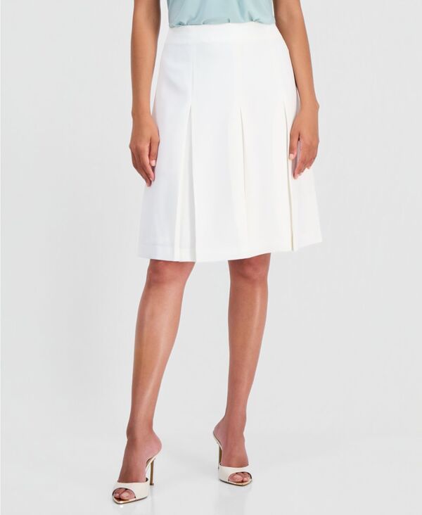 カスパール レディース ボトムスカート プリーツ Kasper Womens Pleated Flare Skirt Vanilla Ice