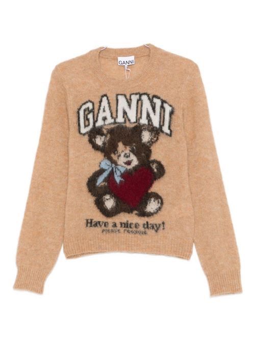 GANNI ウールクルーネックセーター 送料無料