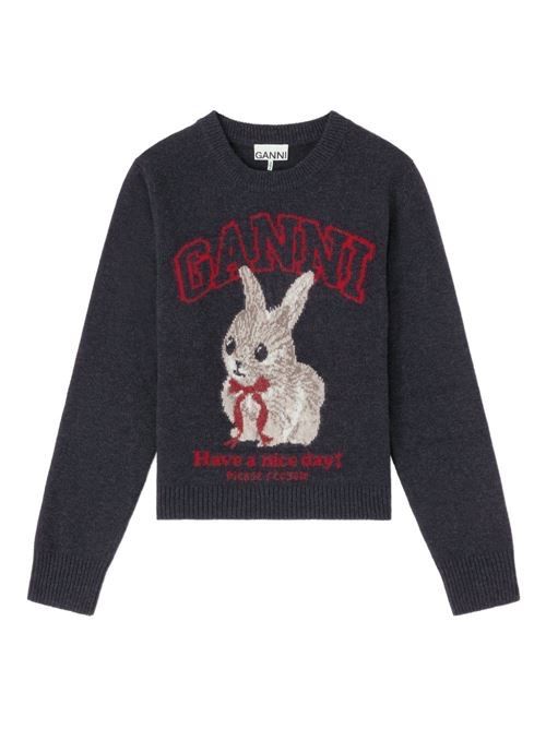 GANNI ウールクルーネックセーター 送料無料