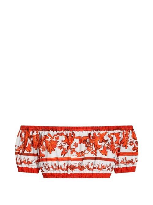 DOLCE & GABBANA マヨリカプリントコットントップス 送料無料