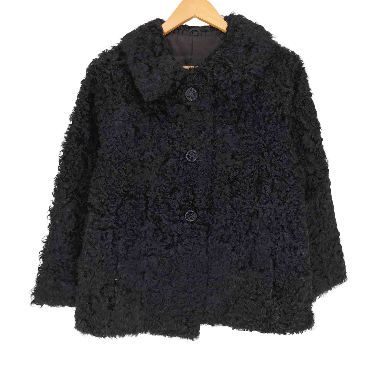 ユーズドフルギ USED古着 裏地刺繍 fur jacket ファージャケット レディース 表記無