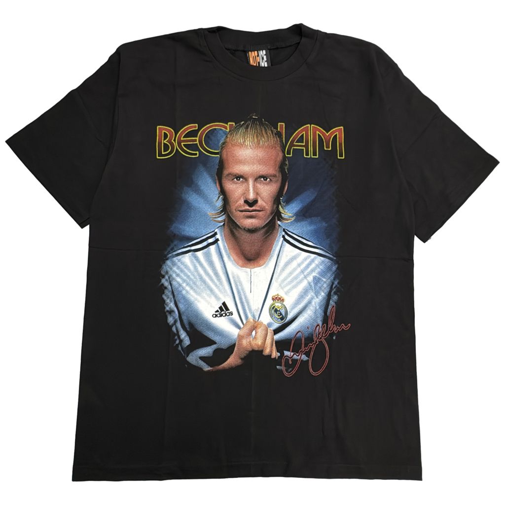00年代 レアル・マドリード デビッド・ベッカム 半袖Ｔシャツ プロチーム サッカー ブラック(メンズ L)中古 古着 Y3863