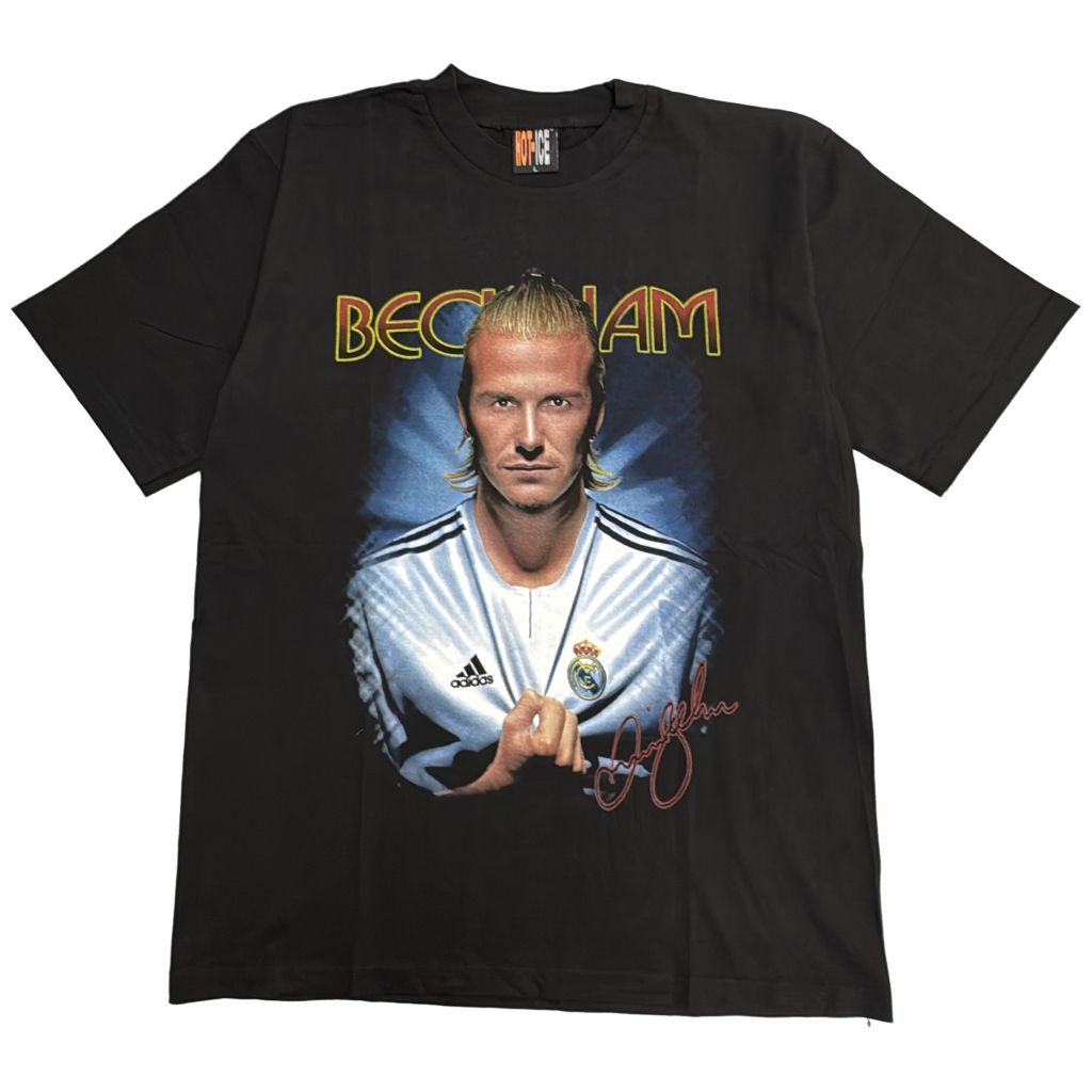 00年代 レアル・マドリード デビッド・ベッカム 半袖Ｔシャツ プロチーム サッカー ブラック(メンズ L)中古 古着 Y3865
