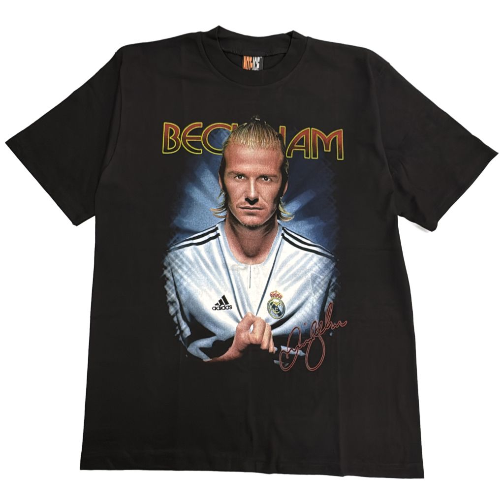 00年代 レアル・マドリード デビッド・ベッカム 半袖Ｔシャツ プロチーム サッカー ブラック(メンズ L)中古 古着 Y3866