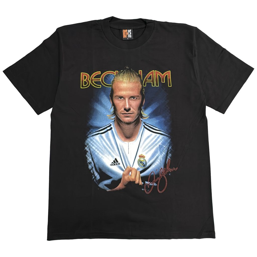 00年代 レアル・マドリード デビッド・ベッカム 半袖Ｔシャツ プロチーム サッカー ブラック(メンズ L)中古 古着 Y3868