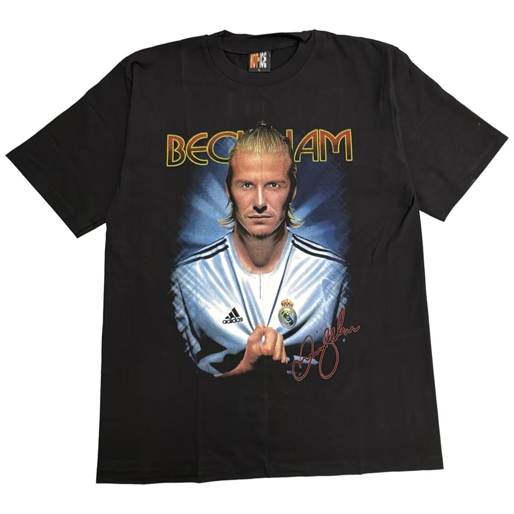 00年代 レアル・マドリード デビッド・ベッカム 半袖Ｔシャツ プロチーム サッカー ブラック(メンズ L)中古 古着 Y3869