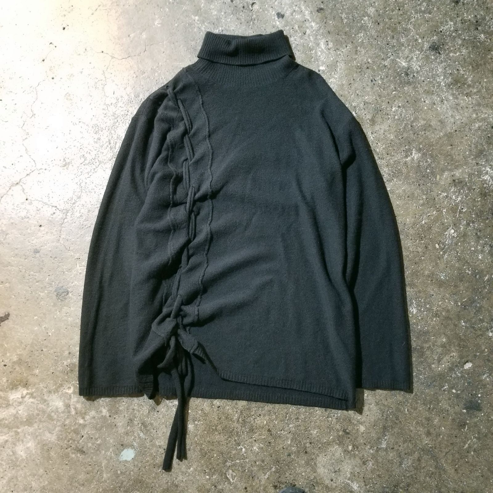 Yohji Yamamoto POUR HOMME 24AW 7G JERSEY STRING TURTLE KNIT ヨウジヤマモトプールオム 2024aw ドローストリング ローゲージ ハイネックニット HO-K34-189