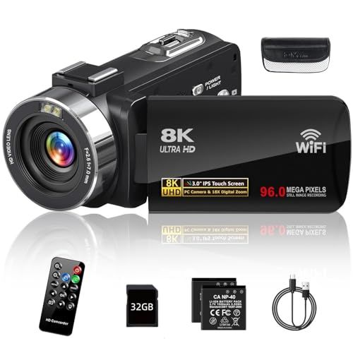 ビデオカメラ4K動画8000万画像数YouTubeカメラ ウェブカメラ 18倍デジタルズーム270度回転 3.0インチ IR赤外線暗視Vlogカメラ 一時停止機能タイムラプス＆スローモーション検知 LEDフィルライトリモコン付き 予備バッテリー64GBＳＤry