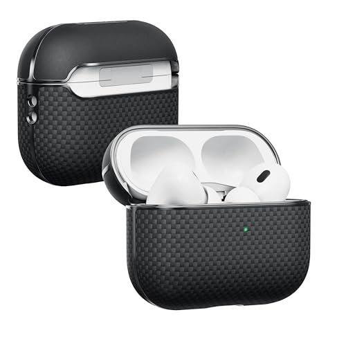 「PITAKA」AirPods Pro 2対応ケース MagSafe対応 MagEZ Case エアポッツプロ 保護カバー airpods pro2 2024 ケースワイヤレス充電可能 LEDライトが見える 耐衝撃 アラミド繊維製 カーボン風デザイン フィry
