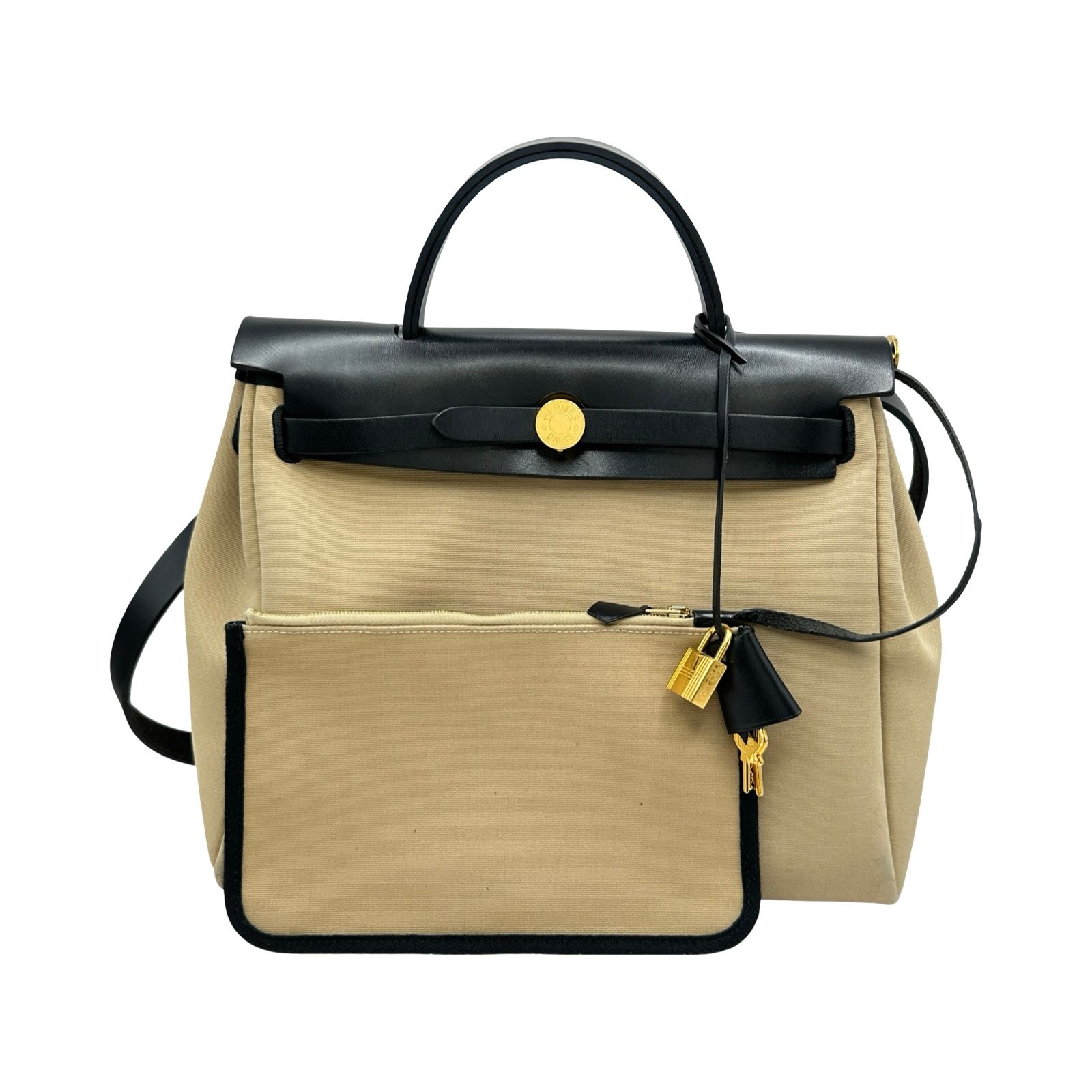 エルメス HERMES エールバッグジップPM U刻印 ベージュ/シルバー金具 トワル レディース ショルダーバッグ
