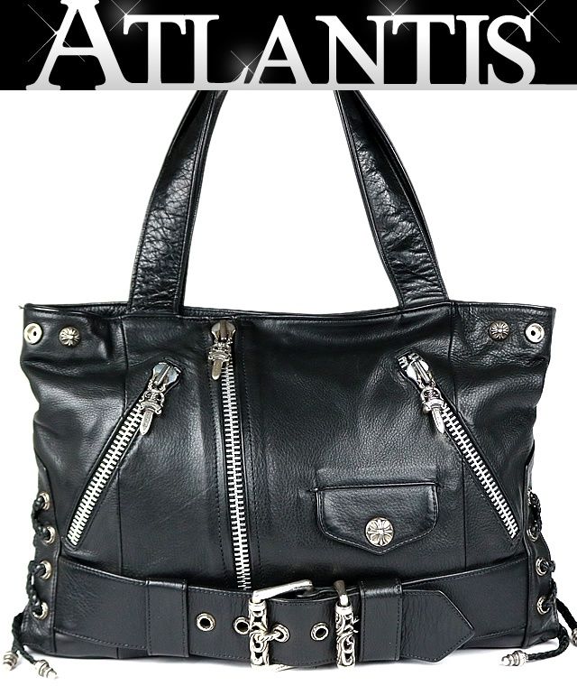 CHROME HEARTS 銀座店 クロムハーツ JJDEAN ラージ ハンドバッグ レザー メンズ シルバー SV925 黒 103623 CHROME HEARTS 銀座店 クロムハーツ JJDEAN ラージ ハンドバッグ