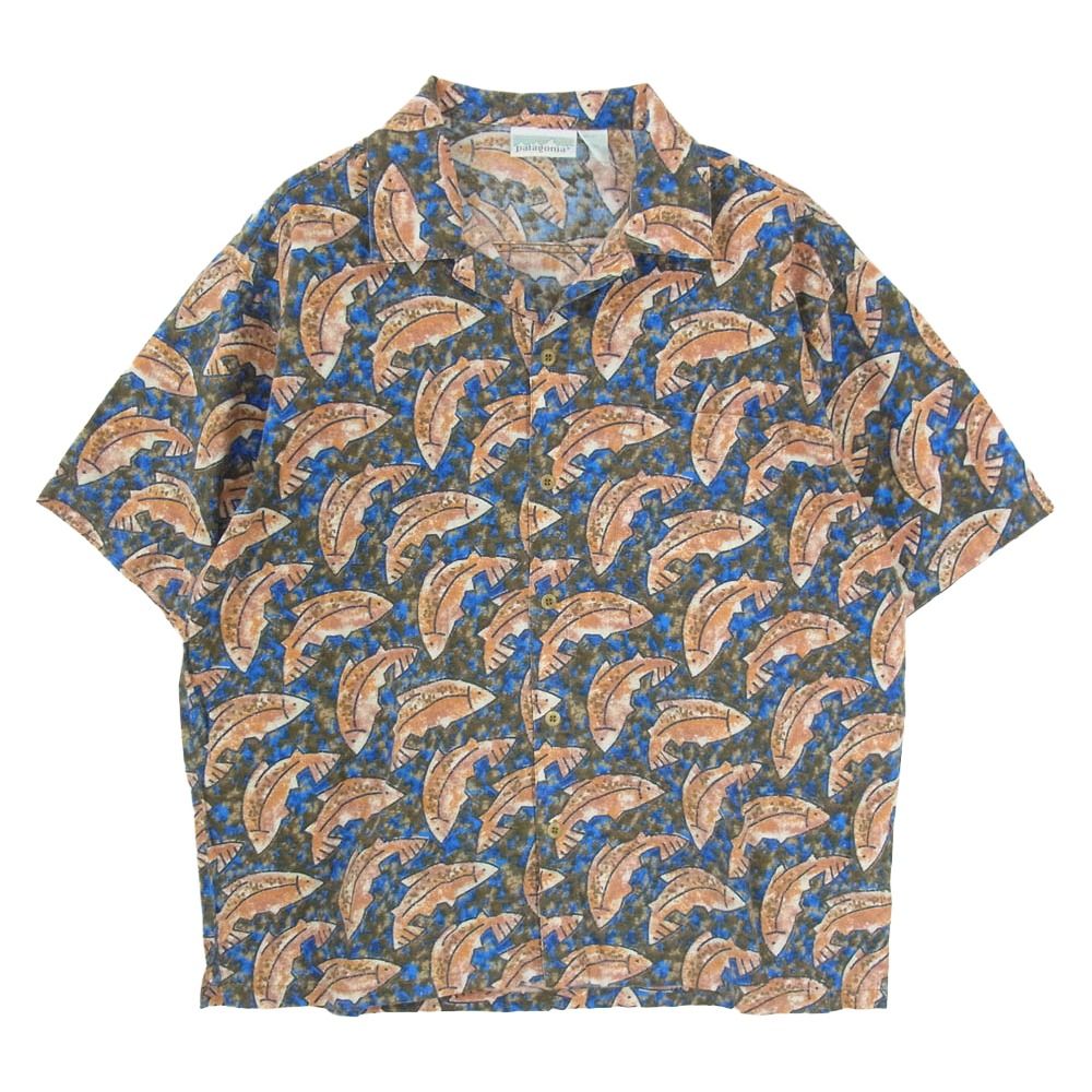patagonia パタゴニア 92SS 53061 92年製 A/C SHIRT A/C 半袖 シャツ 魚柄 マルチカラー系 M【中古】