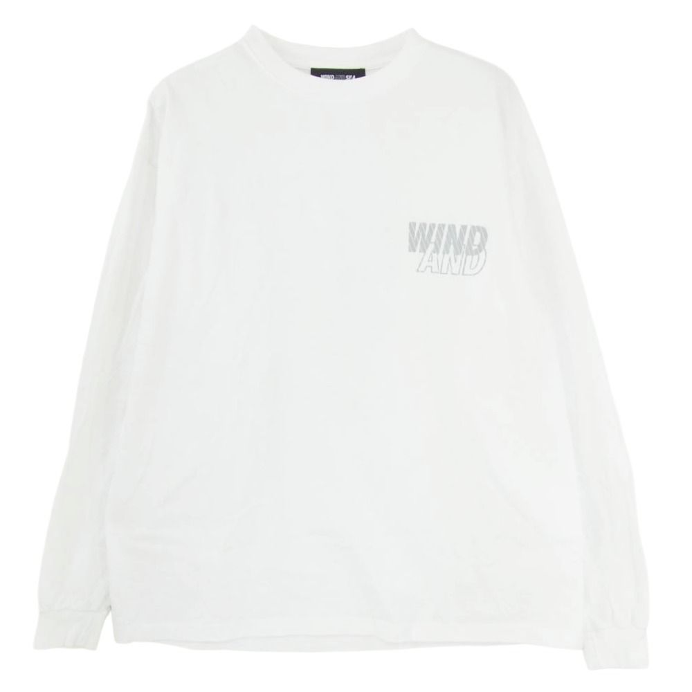WIND AND SEA ウィンダンシー WDS-MLTR-04 リフレクティブ ロゴ プリント ロングスリーブ 長袖 Tシャツ カットソー ロンT ホワイト系 M【中古】
