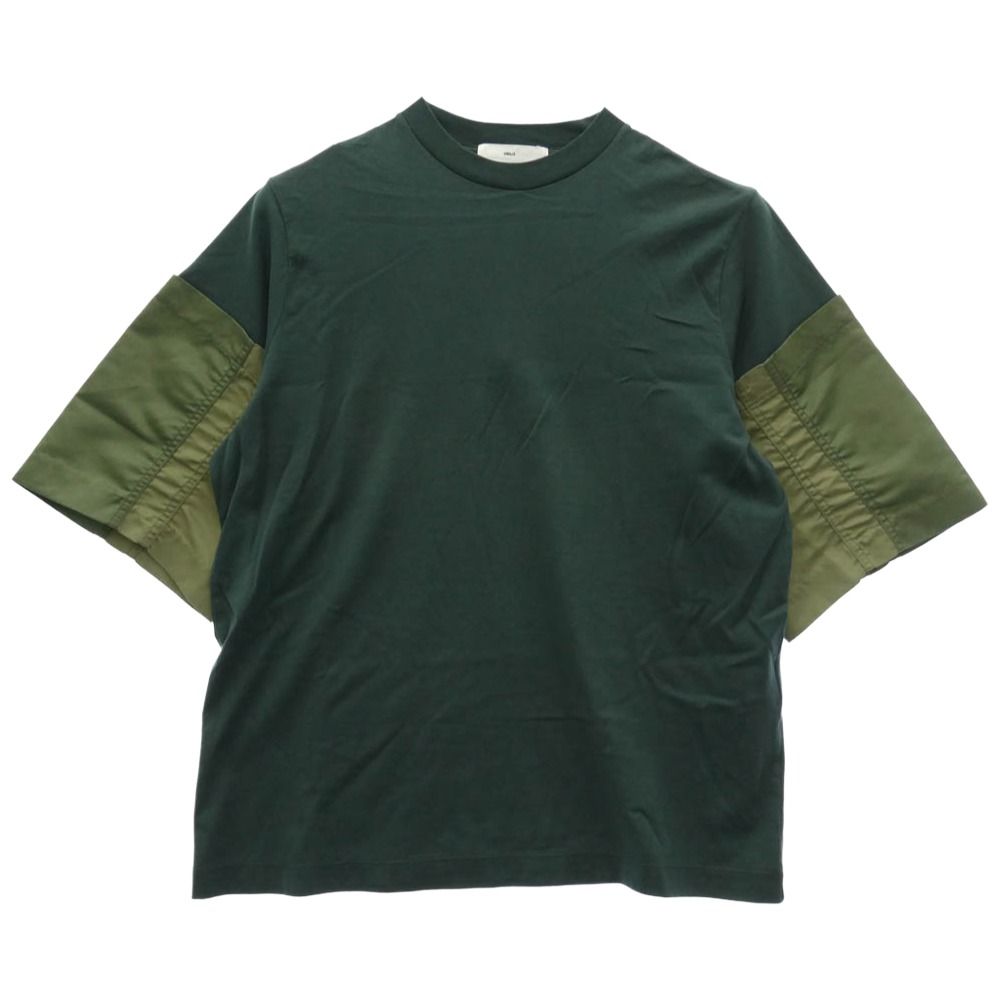TOGA トーガ TV251-JK330 Cotton jersey S/S コットン ジャージ 異素材 切り替え 半袖 Ｔシャツ グリーン系 46【中古】