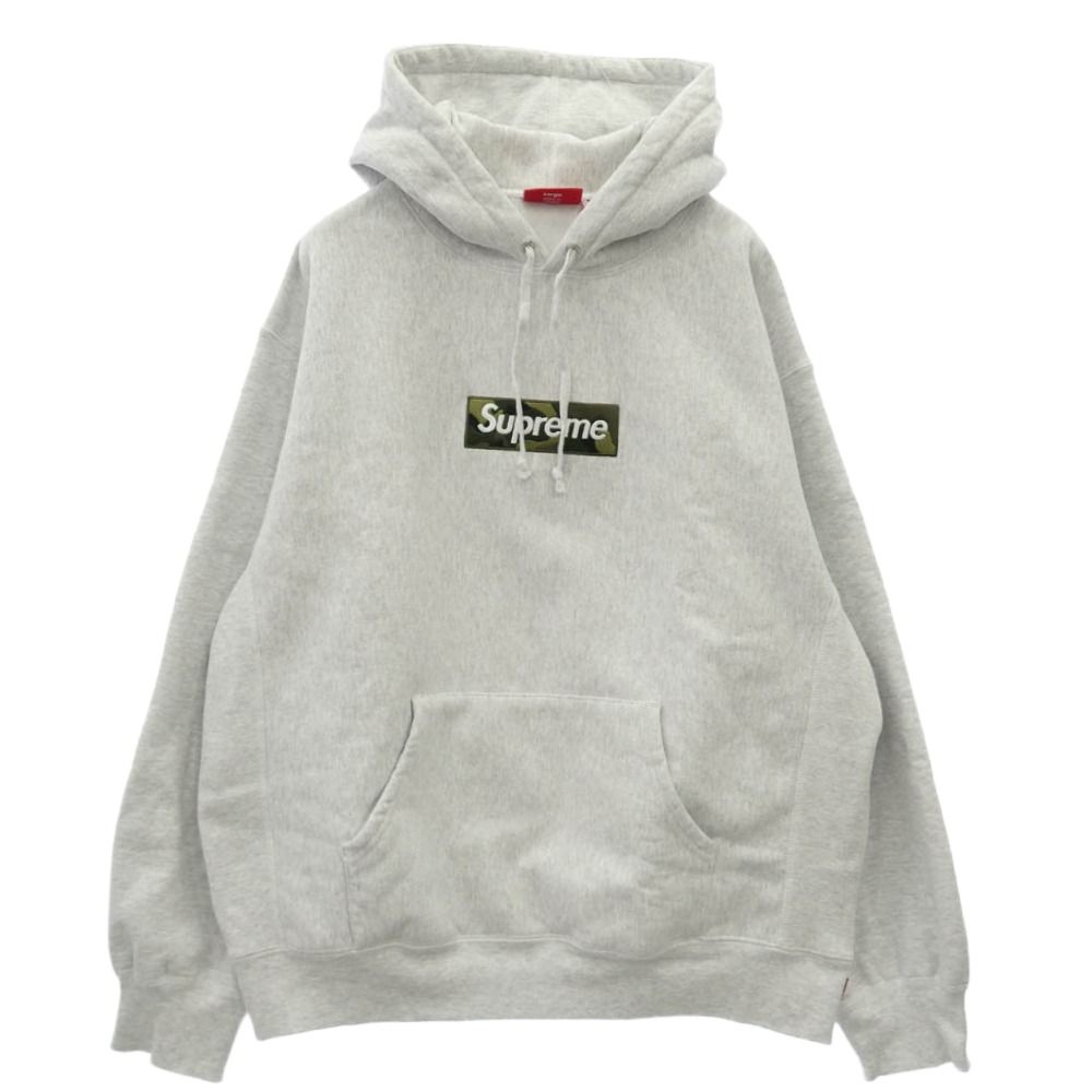 Supreme シュプリーム 23AW Box Logo Hooded Sweatshirt Ash Grey ボックス ロゴ フーデッド スウェットシャツ プルオーバー パーカー フーディー グレー系 L【中古】