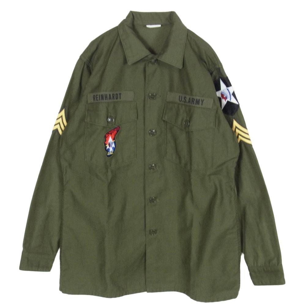マッシュ MASH US ARMY OG107 サテンシャツ IMJIN SCOUTS 65年 復刻 ミリタリー シャツ カーキ系 15 1/2 X 33【美品】【中古】