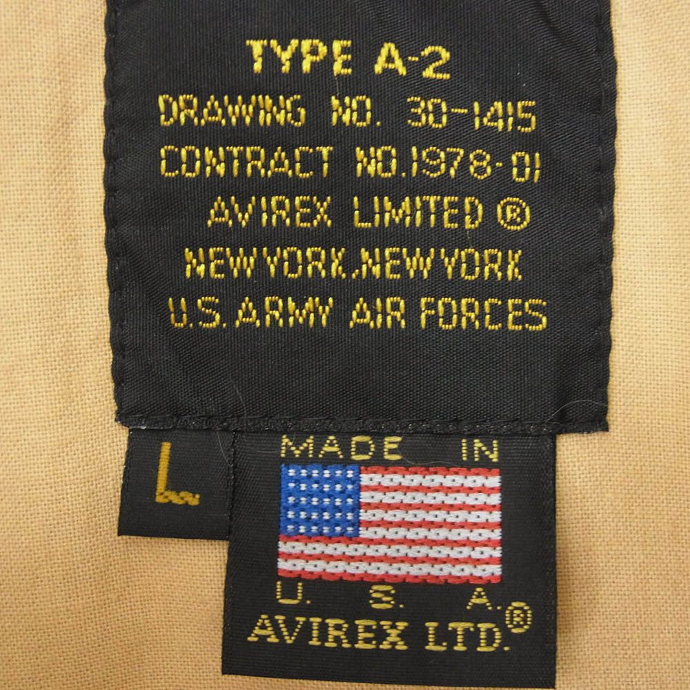 AVIREX アヴィレックス USA製 A-2 コットン フライト ジャケット