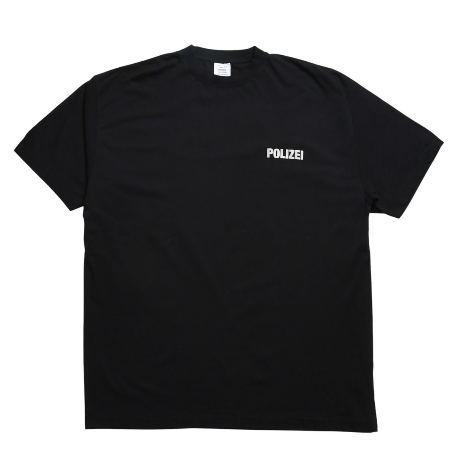 極美品 VETEMENTS ヴェトモン Tシャツ POLIZEI リフレクター ブラック サイズ S コットン UA53TR450B 中古 4a004124