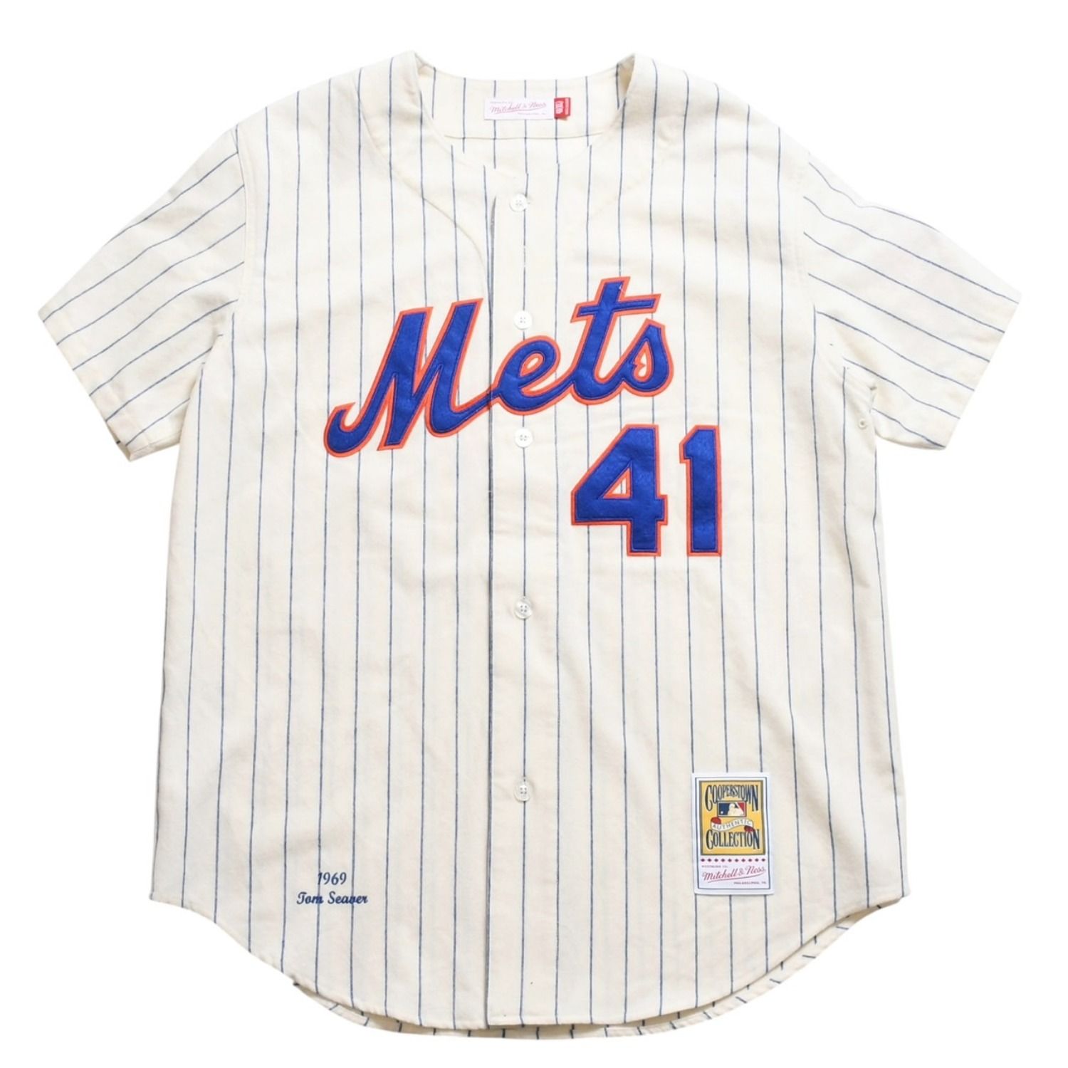 新品同様品 Mitchell&Ness ミッチェルアンドネス ニューヨークメッツ トムシーバー オーセンティックジャージ 1969永久欠番モデル XLサイズ アイボリー 中古 4a002304