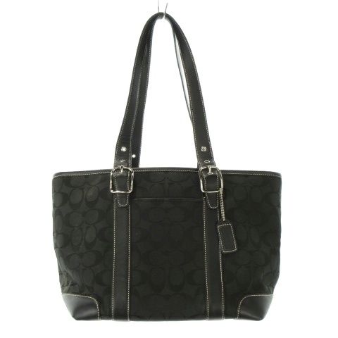 コーチ COACH ハンドバッグ トート キャンバス シグネチャー 黒 ブラック H055-6042 /AH15 ■ECC004