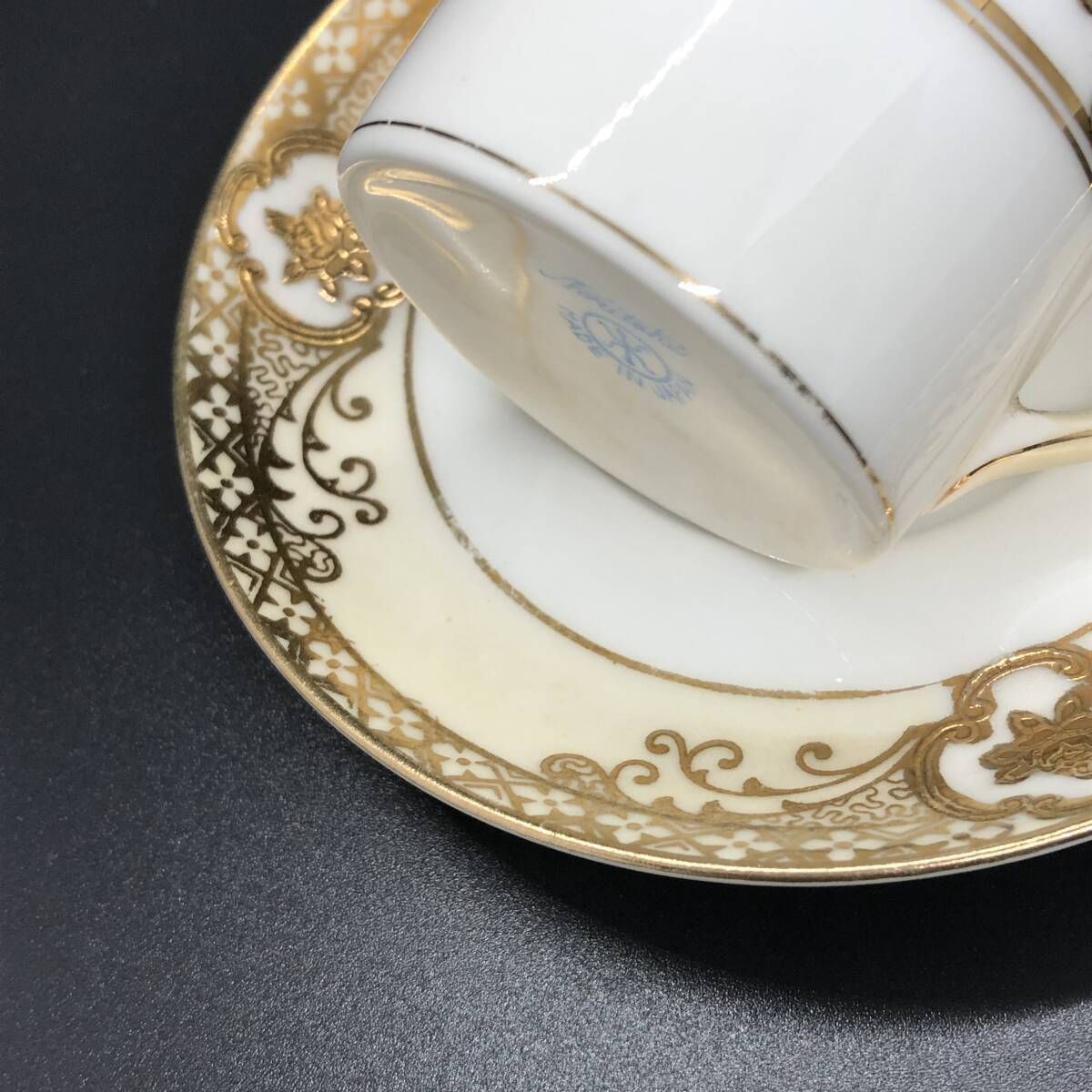 銘品!! オールドノリタケ 金盛上花籠装飾図紋 カップ＆ソーサー 英国