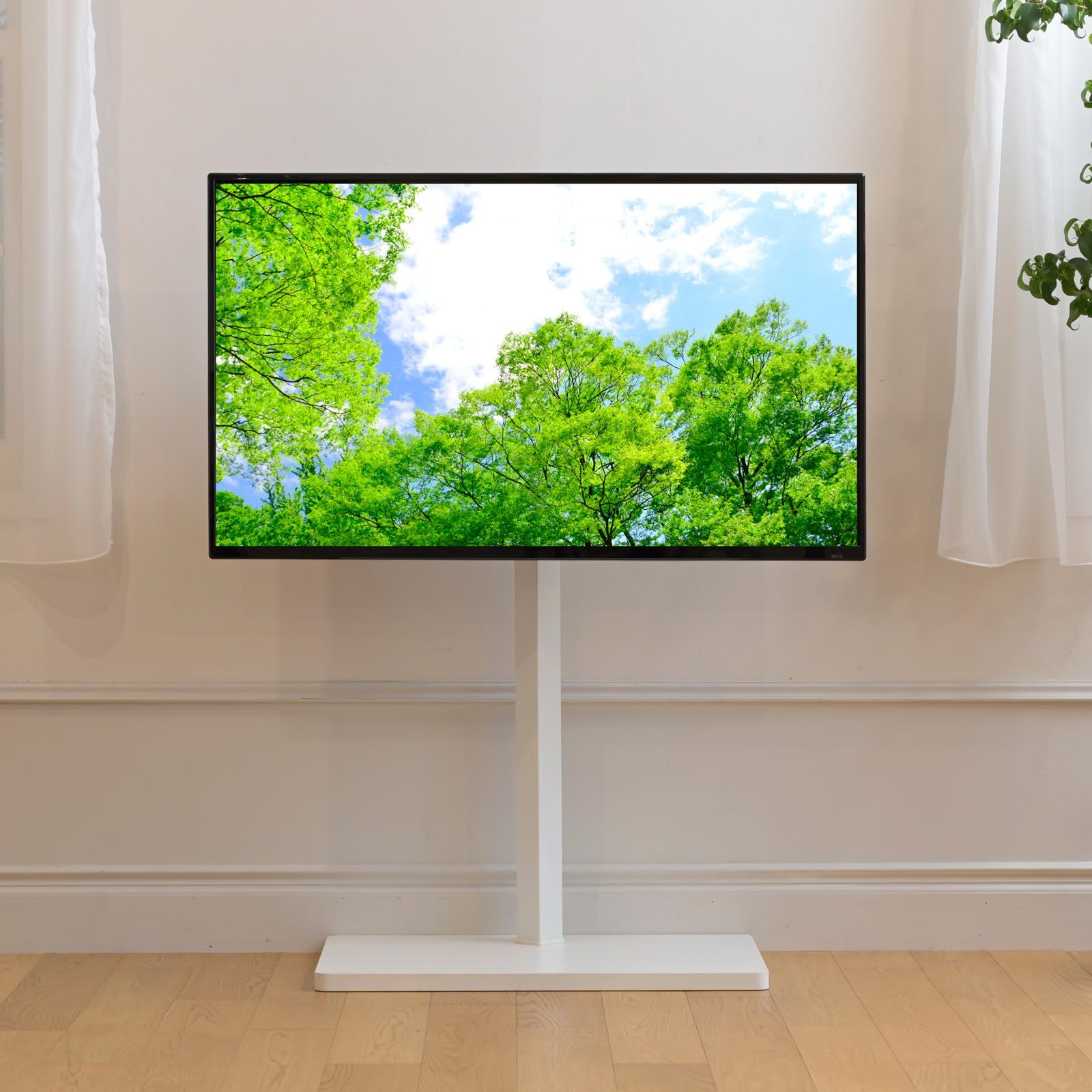 特価商品　組立品 ホワイト 幅65×奥行43×高さ98.5-112cm テレビ台 角度調節 32~55型対応 LTS-55(WH)* 壁寄せテレビスタンド テレビスタンド 山善(YAMAZEN)