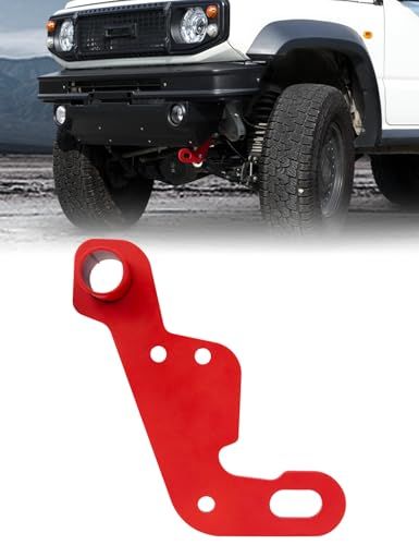 R★JROAD 新型ジムニー 牽引フック 左前助手席側専用 スズキ ジムニー JB64W ジムニーシエラ JB74W ジムニーノマド JC74 8mm 厚スチール製 4 トン高牽引能力 防食赤色コーティング 錆腐食防止 穴あけ不要 簡単取り付け ジムニー牽引ト