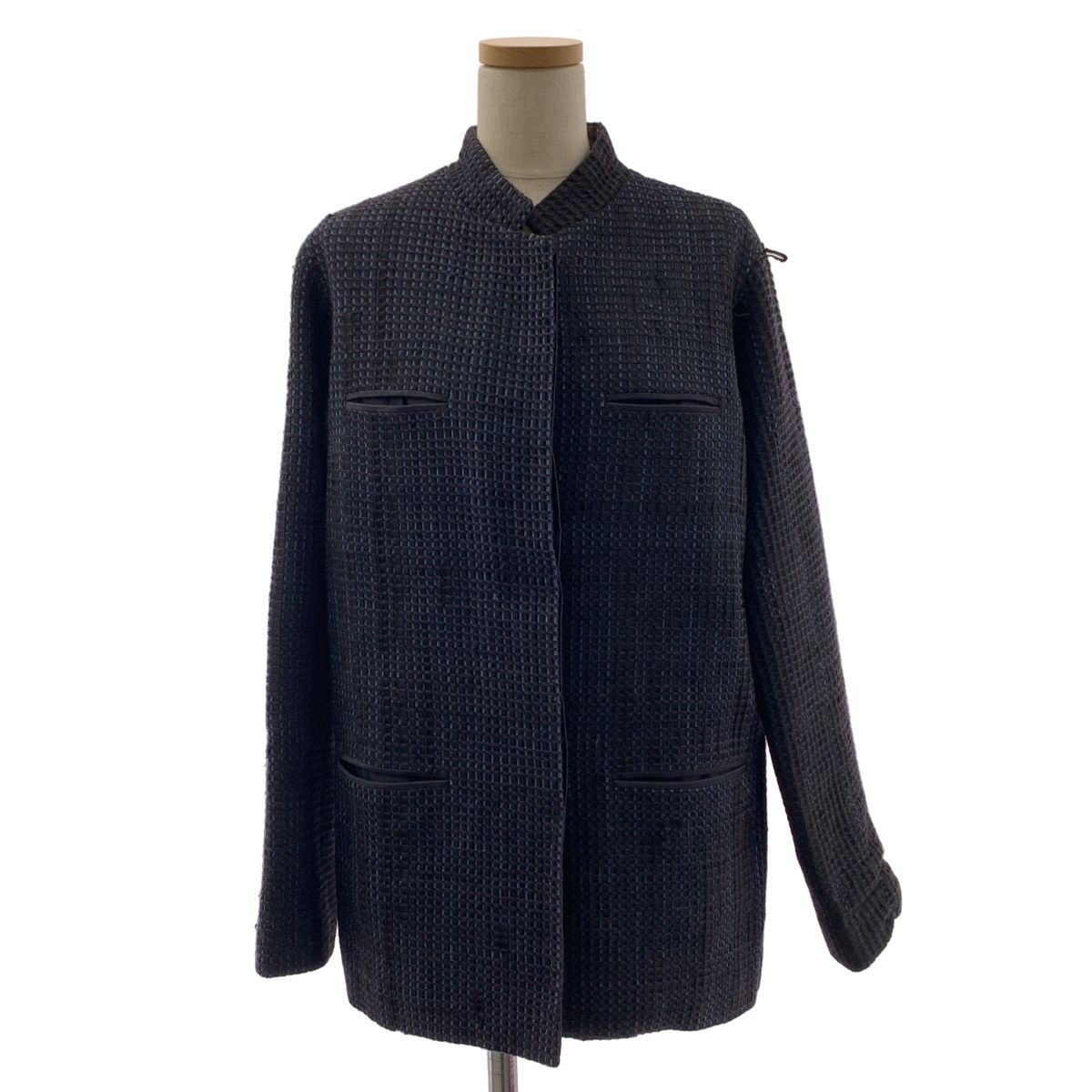 ISSEY MIYAKE PERMANENTE / イッセイミヤケペルマネンテ | 1997AW | バックアジャスター スタンドネック ジャケット / 総裏地 | 2 | ネイビー/パープル系 | レディース
