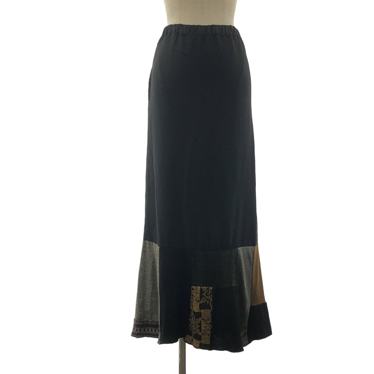 tricot COMME des GARCONS / トリココムデギャルソン | 1993SS | ポリエステル 異素材 切替 パッチワーク ウエストゴム スカート | ブラック | レディース