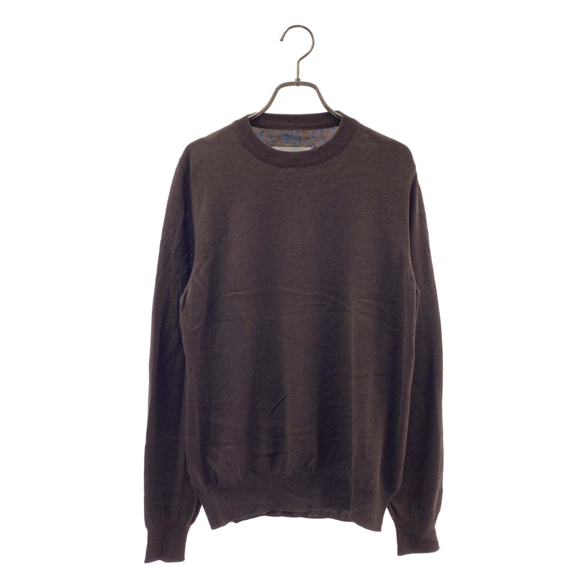【美品】 Maison Martin Margiela / メゾンマルタンマルジェラ | 2013AW | レザーエルボーパッチ ニット セーター | S | ダークブラウン | メンズ