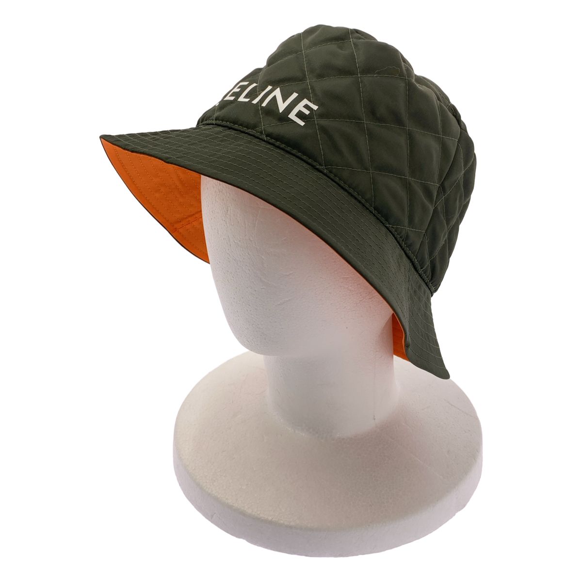 【美品】 CELINE / セリーヌ | キルティング ロゴ バケットハット | M | オリーブ | レディース