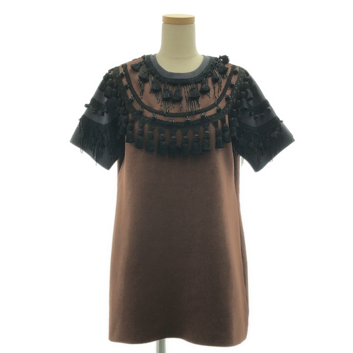 【美品】 MARC JACOBS / マークジェイコブス | ビジュー 装飾 ロング ニット セーター | S | ブラウン | レディース