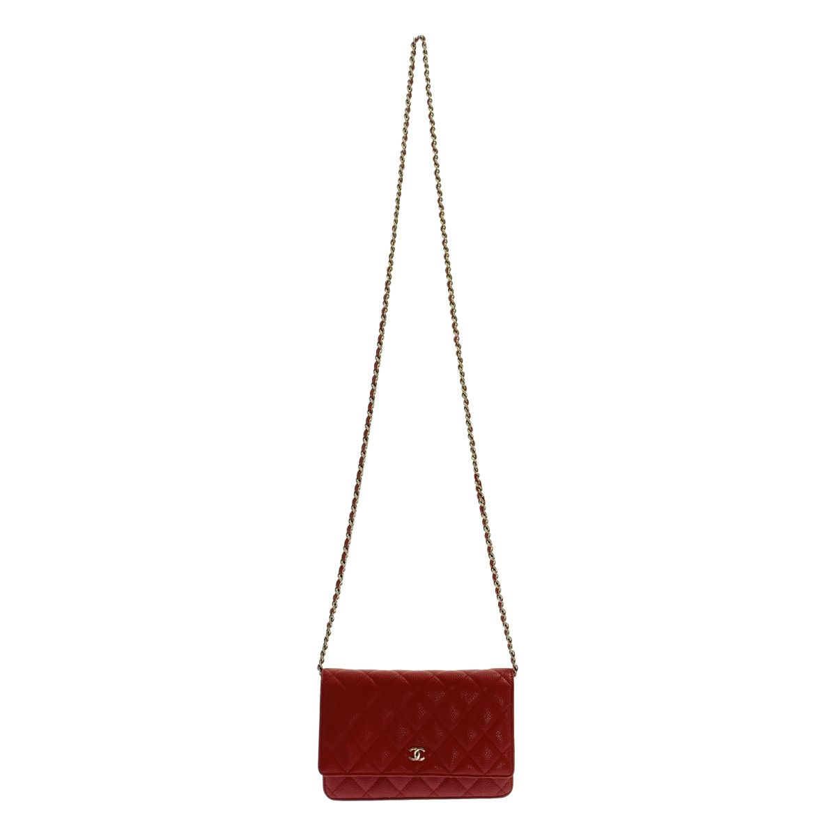 【美品】 CHANEL / シャネル | キャビアスキン レザー マトラッセ チェーン ウォレット ショルダーバッグ | ボルドー | レディース