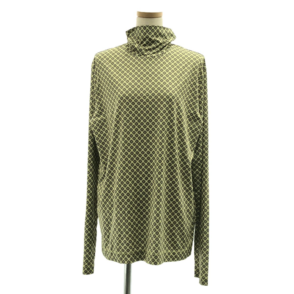 DRIES VAN NOTEN / ドリスヴァンノッテン | 2021AW | 総柄 ストレッチ ハイネック カットソー | L | イエロー系 | メンズ